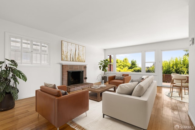 971 Lupin Way Lower, Lower, San Carlos, CA 94070 - living area with light wood finished floors and a brick fireplace