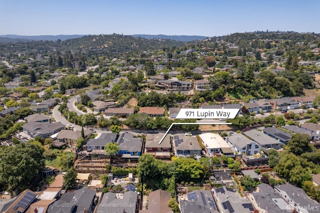 971 Lupin Way Lower, Lower, San Carlos, CA 94070 - aerial view of property and surrounding area featuring nearby suburban area and a mountain backdrop