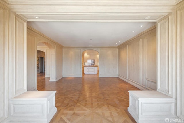 2000 Washington St Unit 4, San Francisco, CA 94109 - empty room with arched walkways, a decorative wall, and recessed lighting