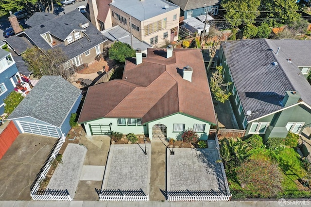 birds eye view of property with a residential view