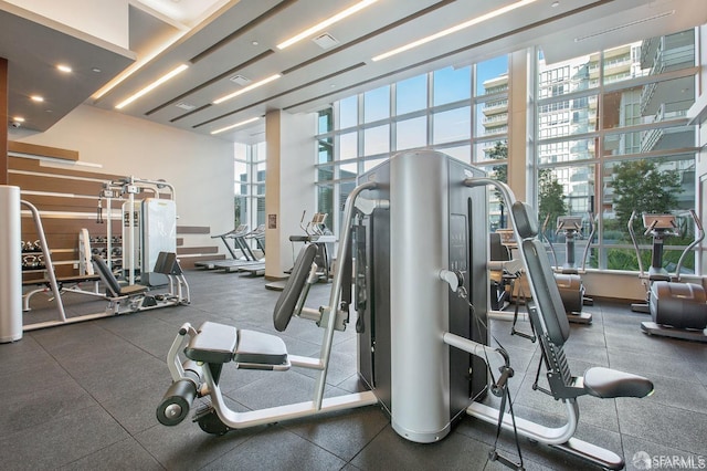 gym with plenty of natural light