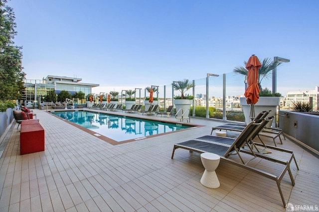 view of pool with a patio area