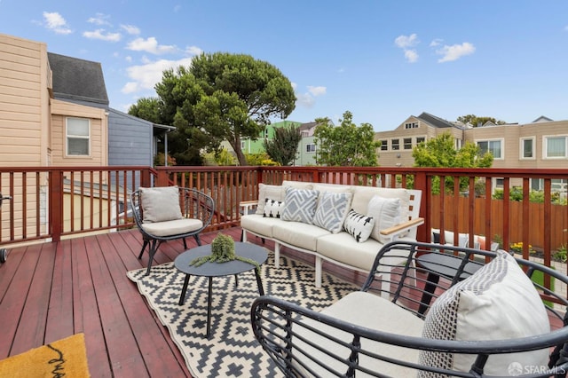 57 Theresa St, San Francisco, CA 94112 - wooden terrace with an outdoor hangout area and a residential view