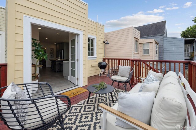57 Theresa St, San Francisco, CA 94112 - wooden terrace featuring an outdoor living space