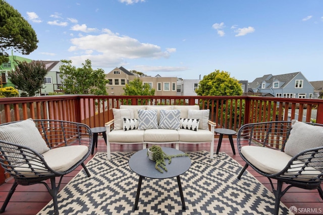 57 Theresa St, San Francisco, CA 94112 - wooden deck with a residential view and an outdoor hangout area