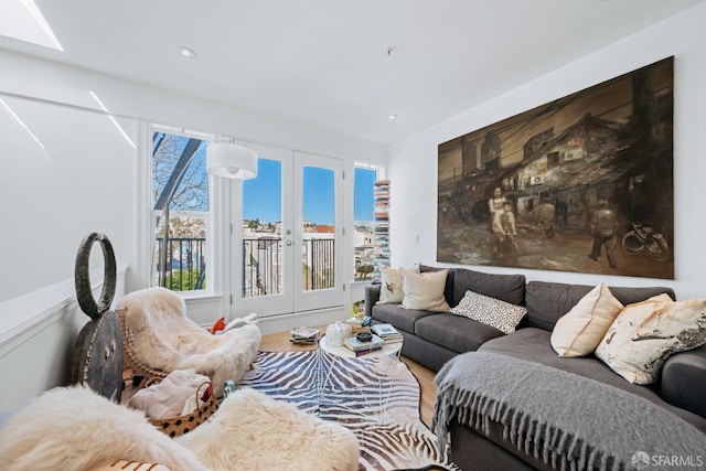 living room with french doors