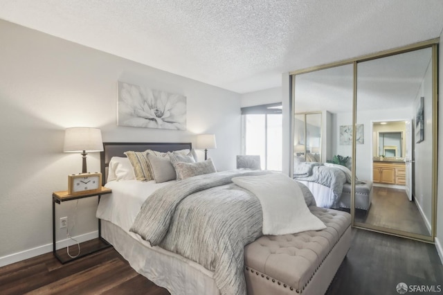 1140 Whipple Ave Unit 21, Redwood City, CA 94062 - bedroom with wood finished floors, baseboards, a textured ceiling, and a closet