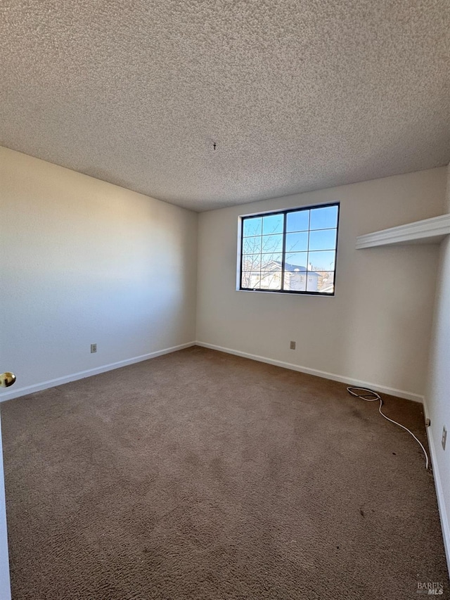 empty room with carpet flooring and a textured ceiling