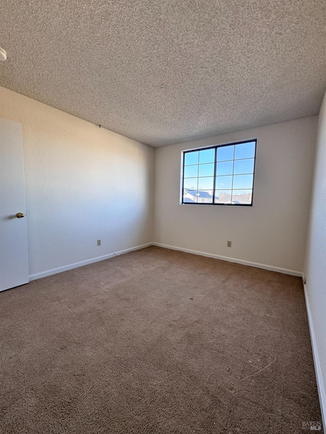 spare room featuring carpet floors and a textured ceiling