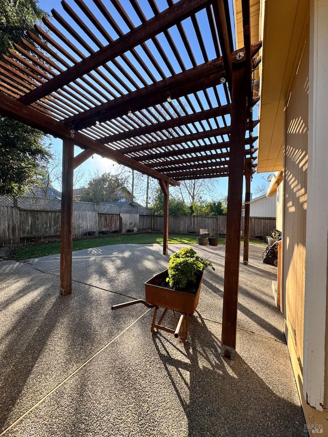 view of patio / terrace featuring a pergola