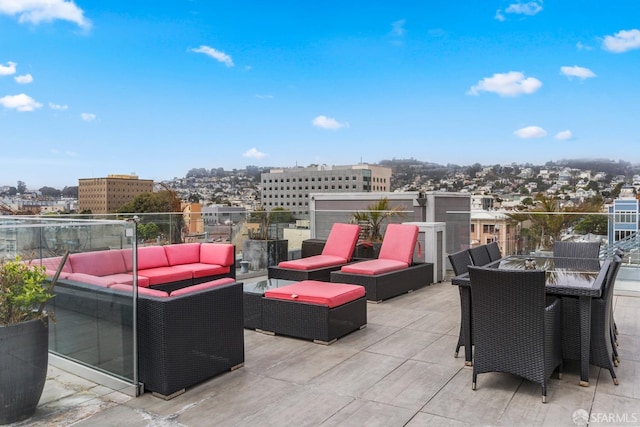 view of patio / terrace featuring a balcony and outdoor lounge area