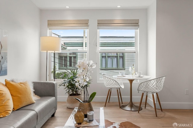 interior space with plenty of natural light and light wood-type flooring