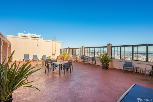 view of patio / terrace featuring a water view