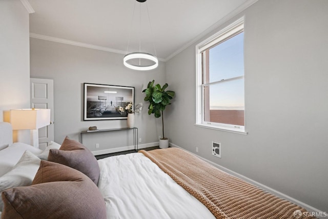 bedroom with ornamental molding