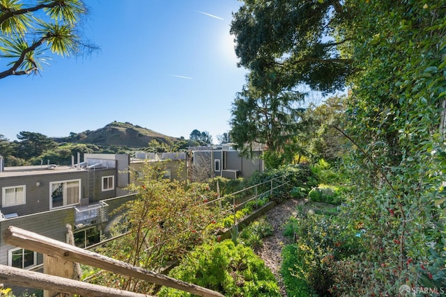 exterior space featuring a mountain view