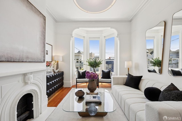 3470 20th St Unit 2, San Francisco, CA 94110 - living room featuring wood finished floors and ornamental molding