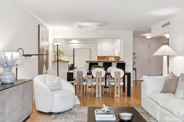 living room featuring light hardwood / wood-style flooring