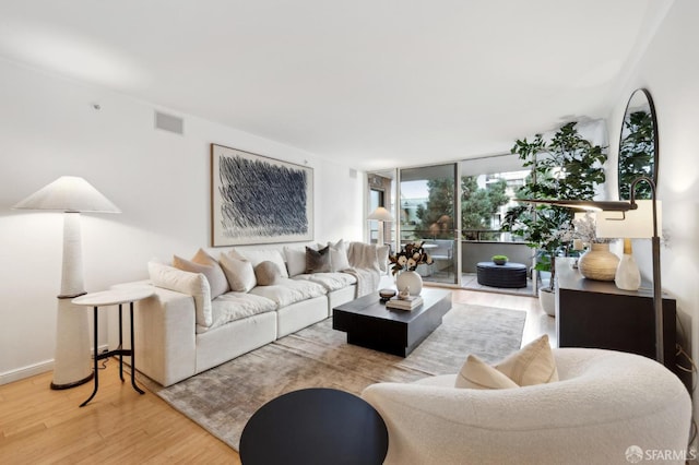 living room with wood-type flooring