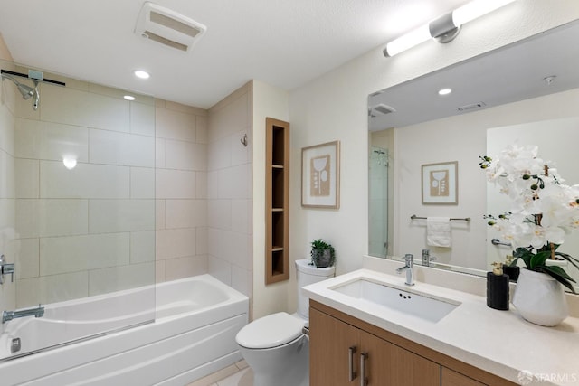 2655 Bush St Unit 119, San Francisco, CA 94115 - full bathroom featuring vanity, bathing tub / shower combination, recessed lighting, and tile patterned floors