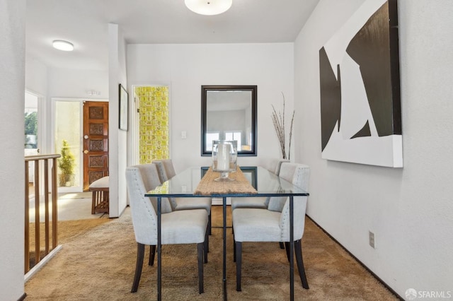 carpeted dining space featuring a wealth of natural light