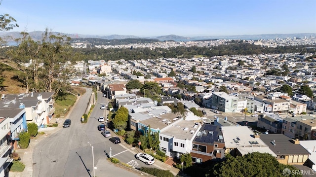 bird's eye view with a mountain view