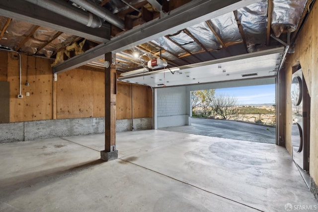 garage with a garage door opener