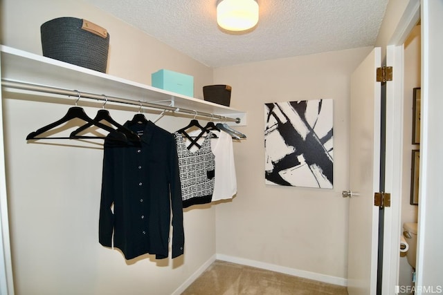 spacious closet with carpet floors