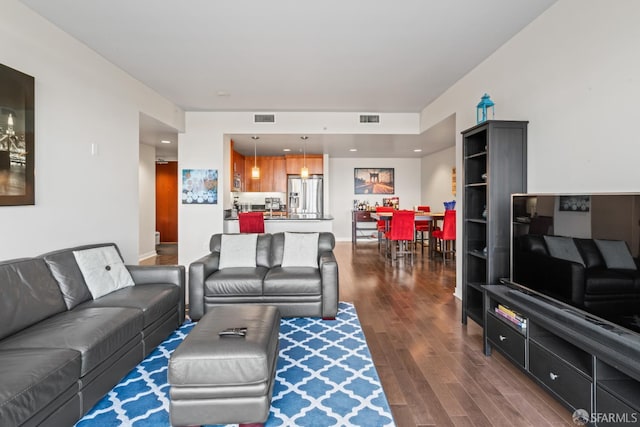 38 N Almaden Blvd Unit 1419, San Jose, CA 95110 - living room with dark wood-style flooring and recessed lighting