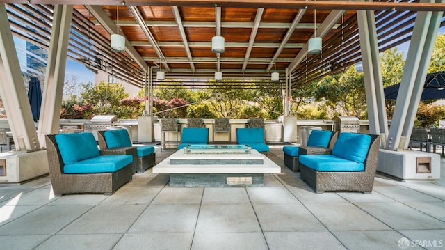 38 N Almaden Blvd Unit 1419, San Jose, CA 95110 - view of patio / terrace featuring an outdoor living space with a fire pit