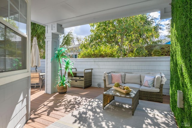 exterior space featuring an outdoor hangout area