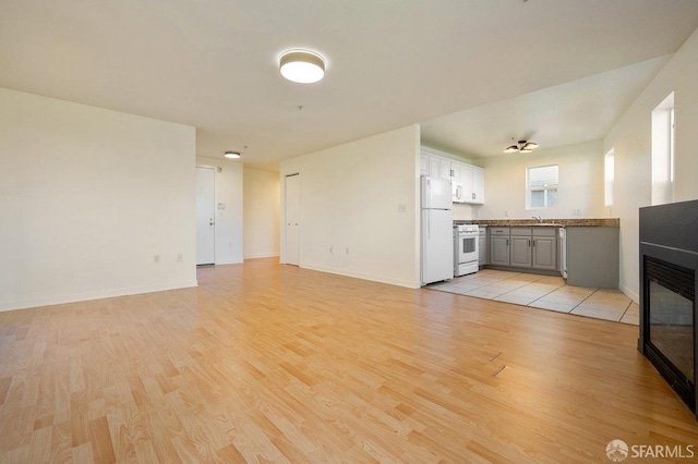 unfurnished living room featuring light hardwood / wood-style floors