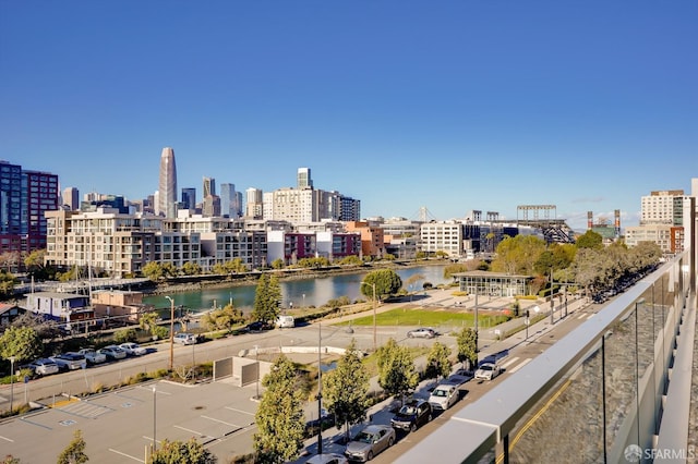 city view with a water view