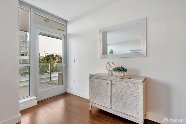 doorway to outside featuring hardwood / wood-style floors