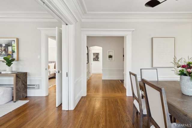 1856 Franklin St Unit 4, San Francisco, CA 94109 - corridor with wood finished floors, arched walkways, and crown molding