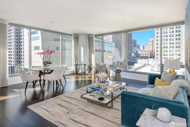 living room featuring hardwood / wood-style floors and a healthy amount of sunlight