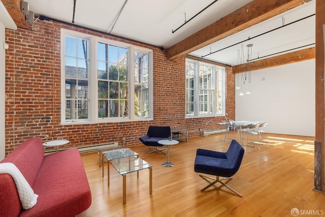 interior space with beam ceiling