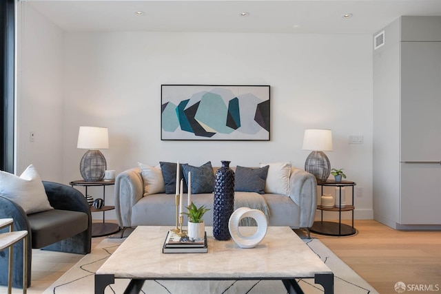 living room featuring light hardwood / wood-style flooring