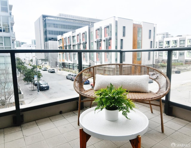 balcony with a view of city