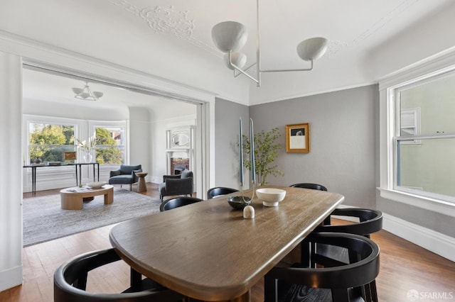 dining area with hardwood / wood-style flooring