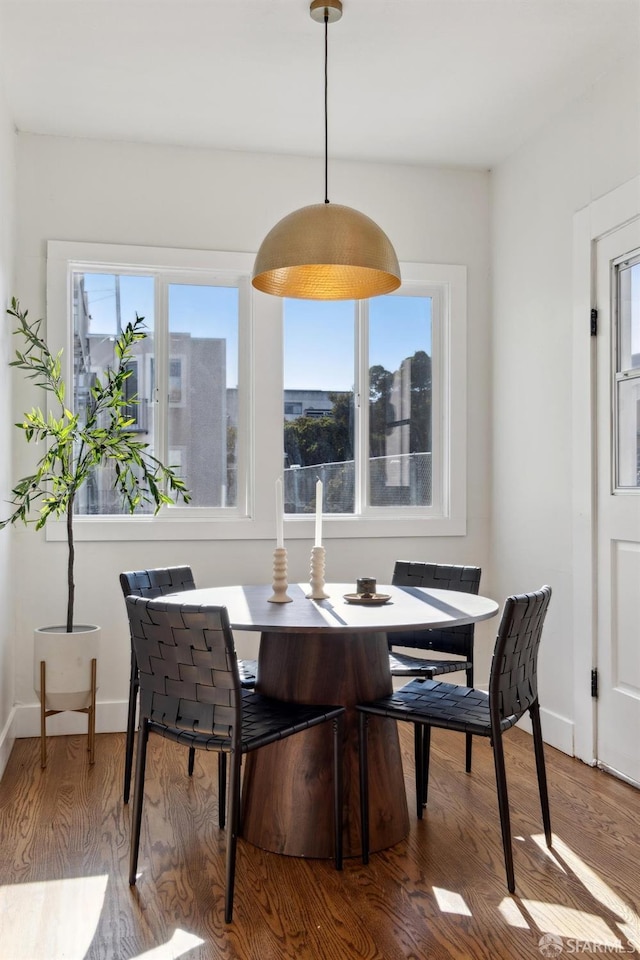 dining area featuring hardwood / wood-style flooring and plenty of natural light