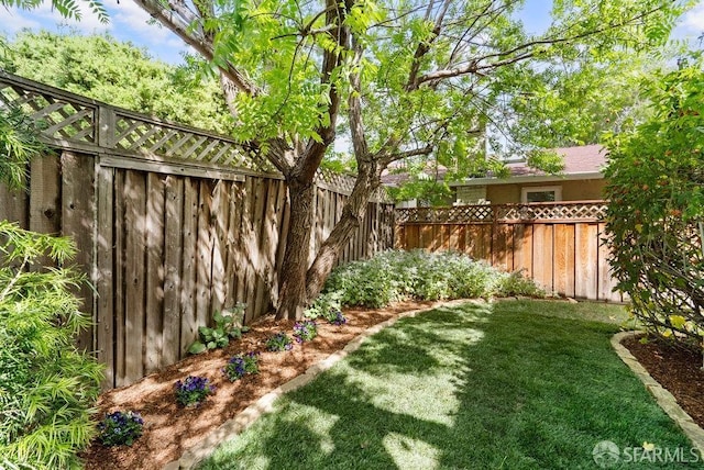 view of yard featuring a fenced backyard