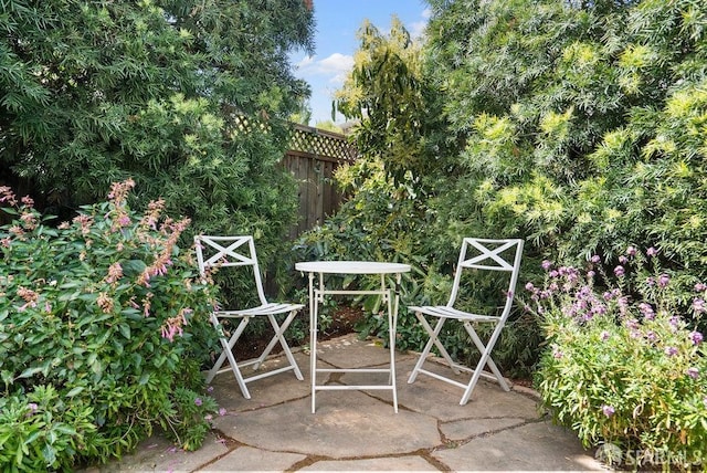 view of patio / terrace featuring fence