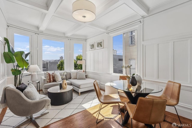 1265 Union St, San Francisco, CA 94109 - sunroom / solarium featuring healthy amount of natural light, beam ceiling, and coffered ceiling