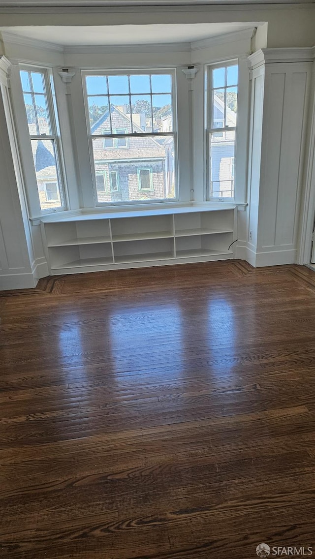 spare room with dark wood-type flooring