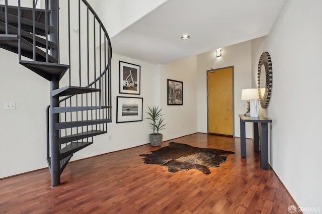 foyer entrance featuring dark hardwood / wood-style flooring