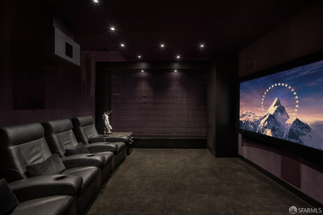 view of carpeted cinema room