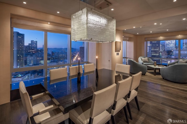 dining space featuring hardwood / wood-style floors