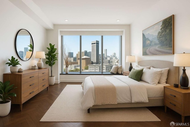 765 Market St Unit 22D, San Francisco, CA 94103 - bedroom with recessed lighting and a view of skyline