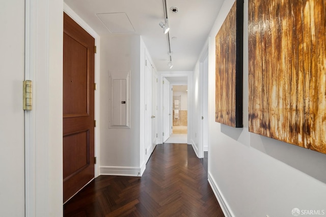 765 Market St Unit 22D, San Francisco, CA 94103 - hallway with attic access and track lighting