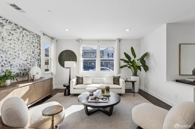 living room featuring hardwood / wood-style flooring